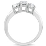 Round Cut Yaffie 3-Stone Engagement Ring with 1 Carat White Gold Solitaire Diamond