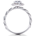 Braided Halo Engagement Ring & Matching Band with 1 ct Lab Grown Diamond in Yaffie White Gold Vintage Style