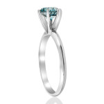 Sparkling Blue Diamond Solitaire - Yaffie White Gold Engagement Ring