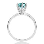 Sparkling Blue Diamond Solitaire - Yaffie White Gold Engagement Ring