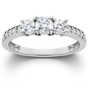 Diamond Delight 3-stone Engagement Ring with 1 ct TDW White Gold