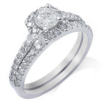 White Gold Diamond Bridal Ring Set with 1 ct TDW by Yaffie