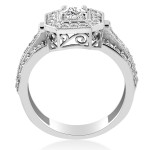 Sparkling Yaffie White Gold Engagement Ring with 1ct TDW Diamond Cushion Halo