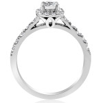 White Gold Yaffie Engagement Ring with 1 ct TDW Diamond Halo Glow