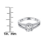 Yaffie Lab-Grown Diamond Halo Engagement Ring in White Gold with 1 ct TDW