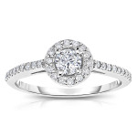Sparkling Yaffie White Gold Engagement Ring with 1/2 ct TDW Diamond Halo