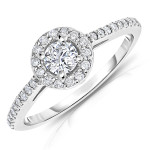 Sparkling Yaffie White Gold Engagement Ring with 1/2 ct TDW Diamond Halo