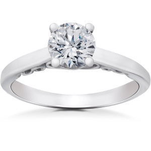 Vintage Gabriella Engagement Ring with Eco-Friendly Lab Grown White Gold Diamond - Yaffie 0.5 ct TDW