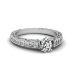 Delight in Yaffie White Gold Oval Diamond Solitaire Engagement Ring - Double Milgrain, 0.5ct TDW