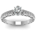 Delight in Yaffie White Gold Oval Diamond Solitaire Engagement Ring - Double Milgrain, 0.5ct TDW