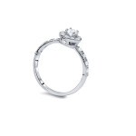 Vintage Diamond Halo Engagement Ring - Yaffie White Gold, 0.5 ct TDW