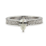 Fascinating Diamonds' Yaffie Solitaire Engagement Ring: Dazzling Pear-Shaped Diamond in White Gold, 1/2CTtw