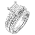 White Gold Diamond Engagement & Anniversary Set - Yaffie 1/2ct
