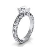 Engaging Yaffie: Half-Carat Round Diamond Solitaire with a White Gold Scroll Band