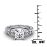 Scroll Detail White Gold Engagement Ring with a Brilliant 1/2ct Diamond Solitaire by Yaffie.