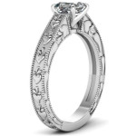 Yaffie Milgrain Legacy Engagement Ring - White Gold, 1/2ct. TDW Asscher Diamond