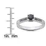 Yaffie™ Custom Vintage Black Diamond Engagement Ring: White Gold 1/2ct TDW