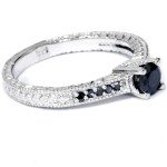 Yaffie™ Custom Vintage Black Diamond Engagement Ring: White Gold 1/2ct TDW