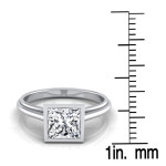 Yaffie Round Diamond Bezel Solitaire Engagement Ring in White Gold with 1/2ct TDW