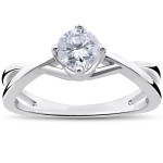 Vintage Twist Engagement Ring with Round Solitaire Diamond - Yaffie White Gold, 1/2ct TDW