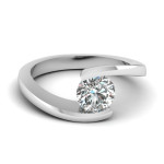 Fascinating Diamonds Yaffie 1/2ct TDW White Gold Swirl Solitaire Ring with Round-cut Diamond for Engagement.