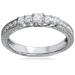 Vintage Chic: Yaffie 1/2ct White Gold Diamond Five Stone Ring for Your Anniversary.