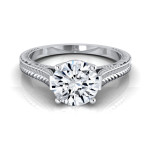 Dazzling Yaffie White Gold Engagement Ring with Intricate Millgrain Finish and 1/2ct TDW Sparkling White Diamonds.
