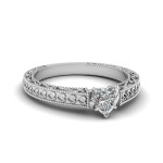 Heart-shaped Diamond Solitaire Filigree Engagement Ring with 1/2ct CTtw in Yaffie White Gold
