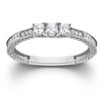 Vintage Yaffie Promise Ring with Three White Gold Diamonds totaling 1/3ct TDW