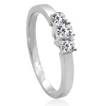 Yaffie 3-Stone Anniversary Ring with 1/4ct TDW Round Diamonds, Prong-Set in White Gold