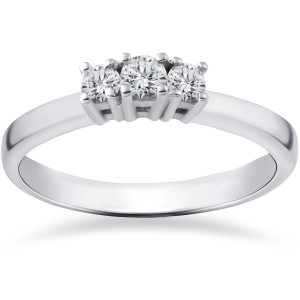 Yaffie 1/4ct TDW White Gold Three Stone Engagement Anniversary Ring in Shimmering White Gold
