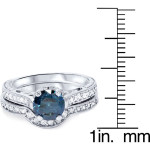 Vintage-style Blue and White Diamond Bridal Set with 1.5ct TDW in Yaffie White Gold