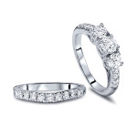 Bridal Bliss: Yaffie 1.5ct TDW Three-stone Diamond Set in White Gold