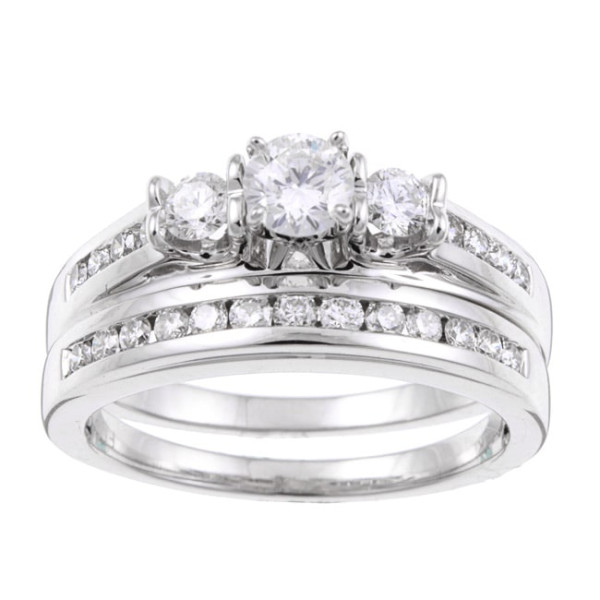Certified Bridal Ring Set with 1ct TDW White Gold Diamonds by Yaffie