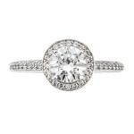Vintage-inspired Yaffie Engagement Ring with 1ct TDW Diamond Halo in White Gold