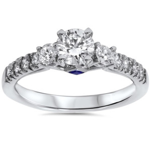 Yaffie White Gold Engagement Ring with 1ct TDW Diamonds and Sapphire Accents.