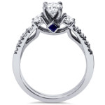 Yaffie White Gold Engagement Ring with 1ct TDW Diamonds and Sapphire Accents.