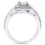 Sparkling Yaffie White Gold Halo Diamond Engagement Ring with 1ct Total Diamond Weight