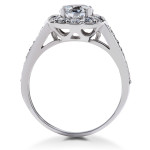 Eco-Friendly Natural Lab Diamond Halo Ring - Yaffie White Gold, 1ct TDW