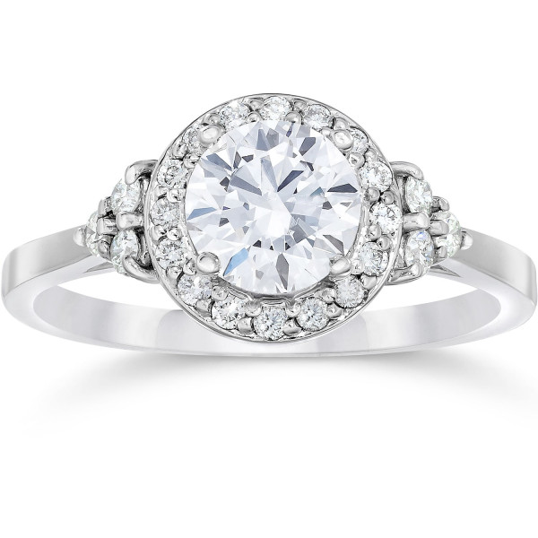 Vintage Halo Diamond Ring - Yaffie White Gold 1ct Sparkler