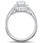 Madelyn Halo Vintage Accent Engagement Ring with 1ct TDW Lab Grown Yaffie White Diamond