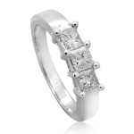 Anniversary Ring with 3 Princess-cut Diamonds, 1ct TDW, in Yaffie White Gold