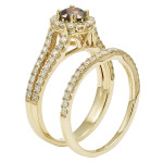 Ravishing Yaffie White Gold Bridal Set with 1ct TDW Red Diamonds.