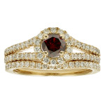 White Gold Bridal Set with 1ct TDW Red Diamond by Yaffie