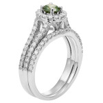 White Gold Bridal Ring Set with 1ct TDW Red or Green Diamonds by Yaffie