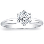 Yaffie 6-pronged Round Diamond Solitaire Ring with 1ct of White Gold Shine.