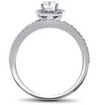 The Yaffie Cushion Halo Engagement Ring with White Gold and 1 Carat Round Diamond