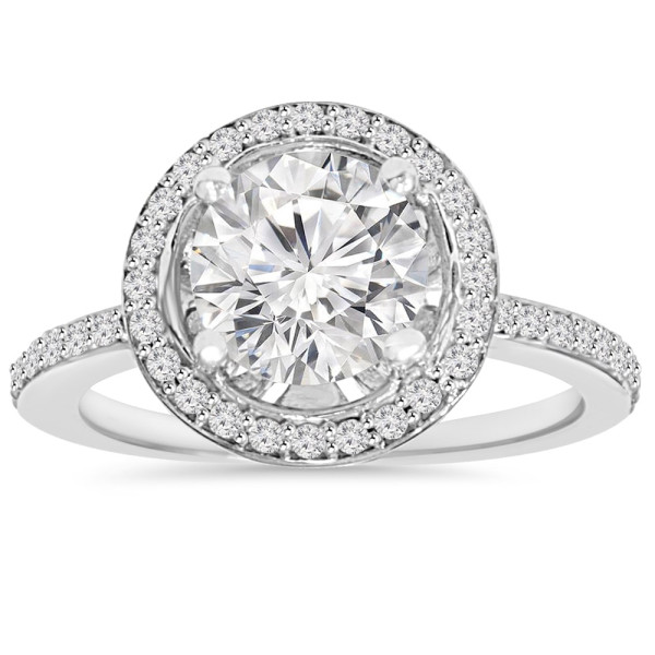 Enhanced Clarity Diamond Wedding Ring - Yaffie White Gold 2 1/8 ct TDW Round Sparkler