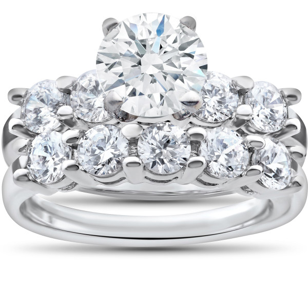 Sparkling Yaffie Diamond Wedding & Engagement Ring Set with 2.5ct TDW, Clarity Enhanced in White Gold