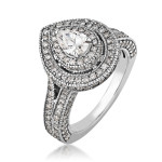 White Gold Diamond Double Halo Engagement Ring with 2 1/2ct TDW - Yaffie